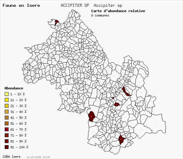 Carte Abondance: ACCIPITER SP Accipiter sp en Isre