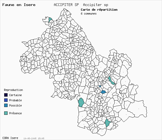 Carte Nidification: ACCIPITER SP Accipiter sp en Isre