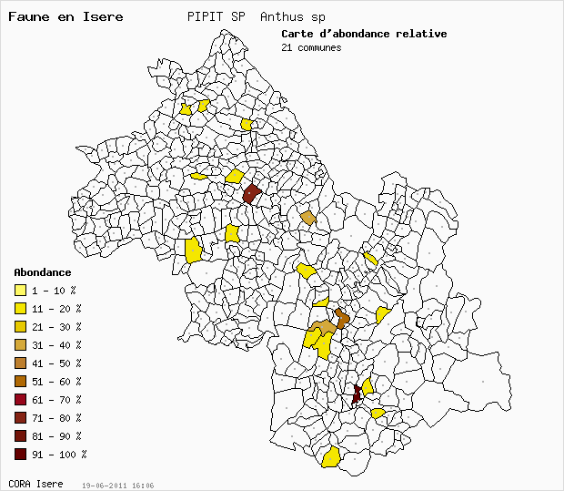 Carte Abondance: PIPIT SP Anthus sp en Isre