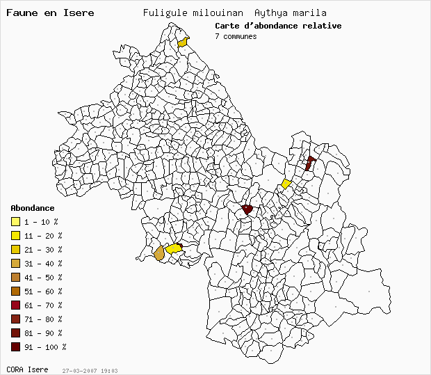 Carte Abondance: Fuligule milouinan Aythya marila en Isre