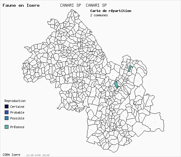 Carte Nidification: CANARI SP CANARI SP en Isre