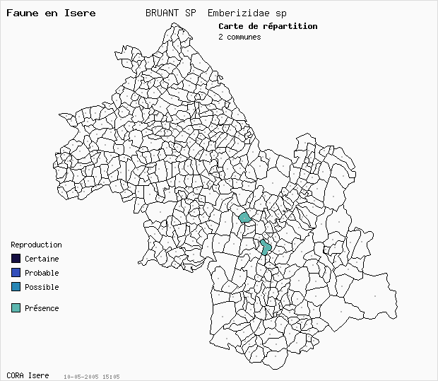 Carte Nidification: BRUANT SP Emberizidae sp en Isre