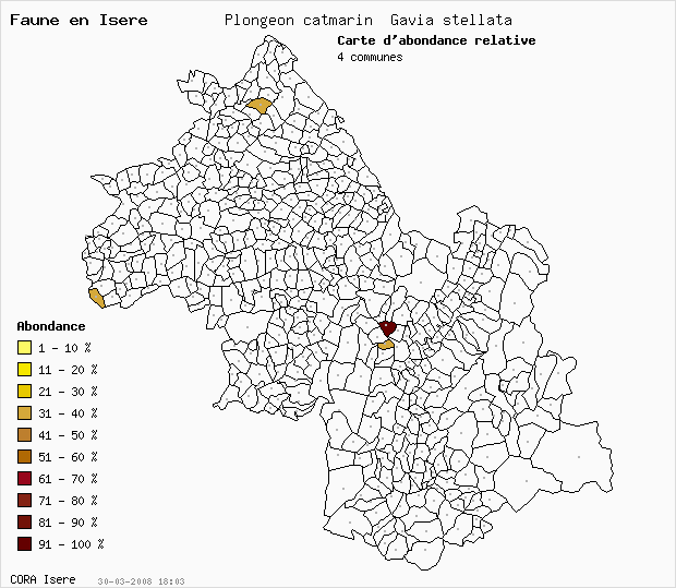 Carte Abondance: Plongeon catmarin Gavia stellata en Isre