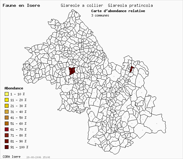 Carte Abondance: Glarole  collier Glareola pratincola en Isre