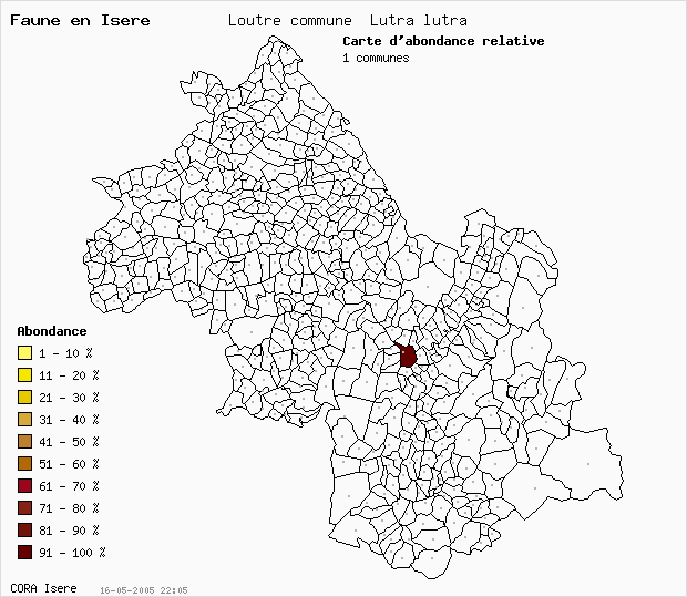 Carte Abondance: Loutre commune Lutra lutra en Isre