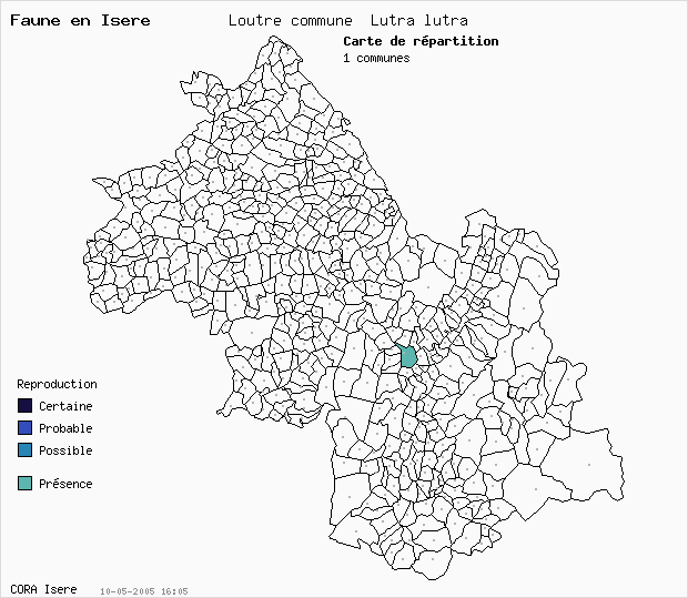 Carte Nidification: Loutre commune Lutra lutra en Isre
