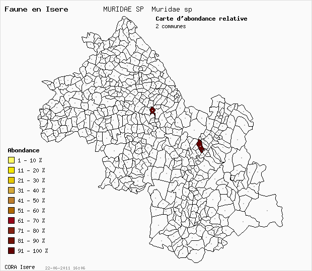 Carte Abondance: MURIDAE SP Muridae sp en Isre