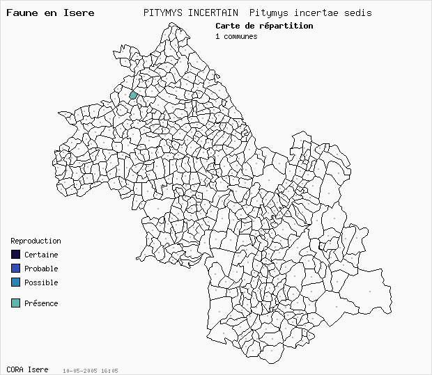 Carte Nidification: PITYMYS INCERTAIN Pitymys incertae sedis en Isre