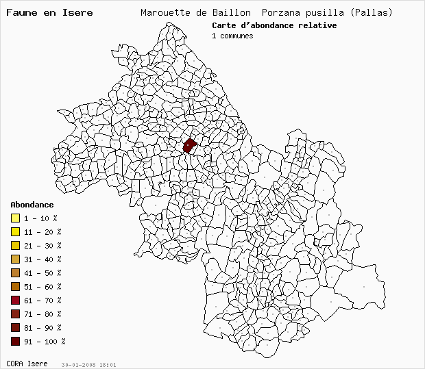 Carte Abondance: Marouette de Baillon Porzana pusilla (Pallas) en Isre