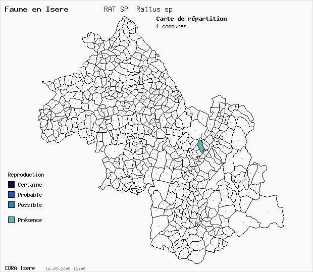 Carte Nidification: RAT SP Rattus sp en Isre