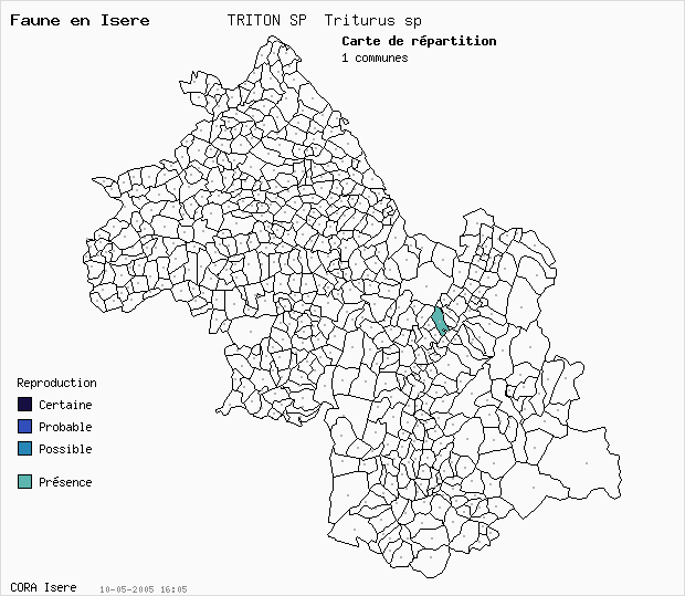 Carte Nidification: TRITON SP Triturus sp en Isre