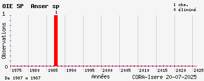 Evolution annuelle des observations de OIE SP Anser sp