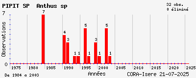 Evolution annuelle des observations de PIPIT SP Anthus sp