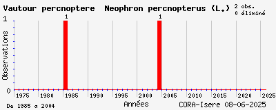 Evolution annuelle des observations de Vautour percnoptère Neophron percnopterus (L.)