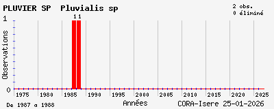 Evolution annuelle des observations de PLUVIER SP Pluvialis sp