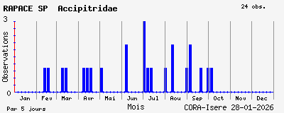 Observations saisonni�res (par 5 jours) de RAPACE SP Accipitridae