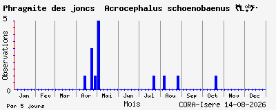 Observations saisonni�res (par 5 jours) de Phragmite des joncs Acrocephalus schoenobaenus (L.)