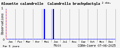 Observations saisonnires (par 5 jours) de Alouette calandrelle Calandrella brachydactyla
