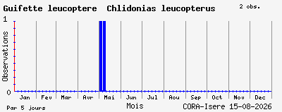 Observations saisonni�res (par 5 jours) de Guifette leucopt&egrave;re Chlidonias leucopterus