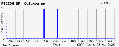 Observations saisonni�res (par 5 jours) de PIGEON SP Columba sp