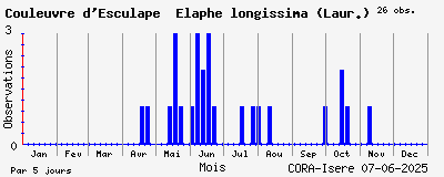 Observations saisonnires (par 5 jours) de Couleuvre d_Esculape Elaphe longissima (Laur.)